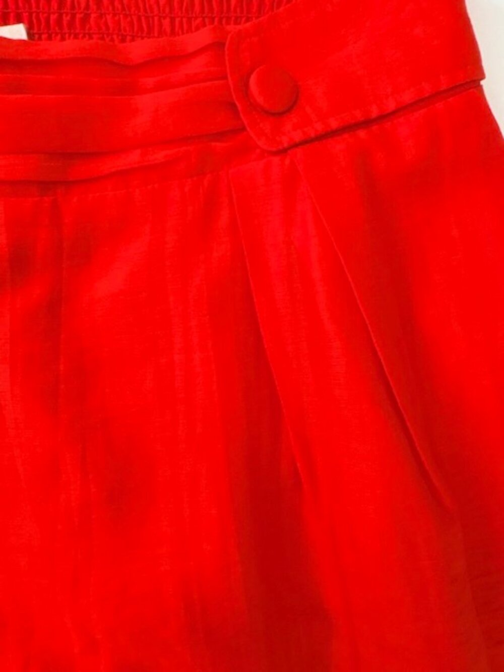 CIEBON Womens XL Shorts Lined Red Coral Smocked Elastic Waist Pleats NWT - Picture 5 of 8